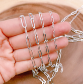 14K White Gold Filled Shiny Silver Oval Paperclip Chain, Available in Multiple Sizes, Oval Paperclip Silver Chain, Silver Paperclip Chain, CH108